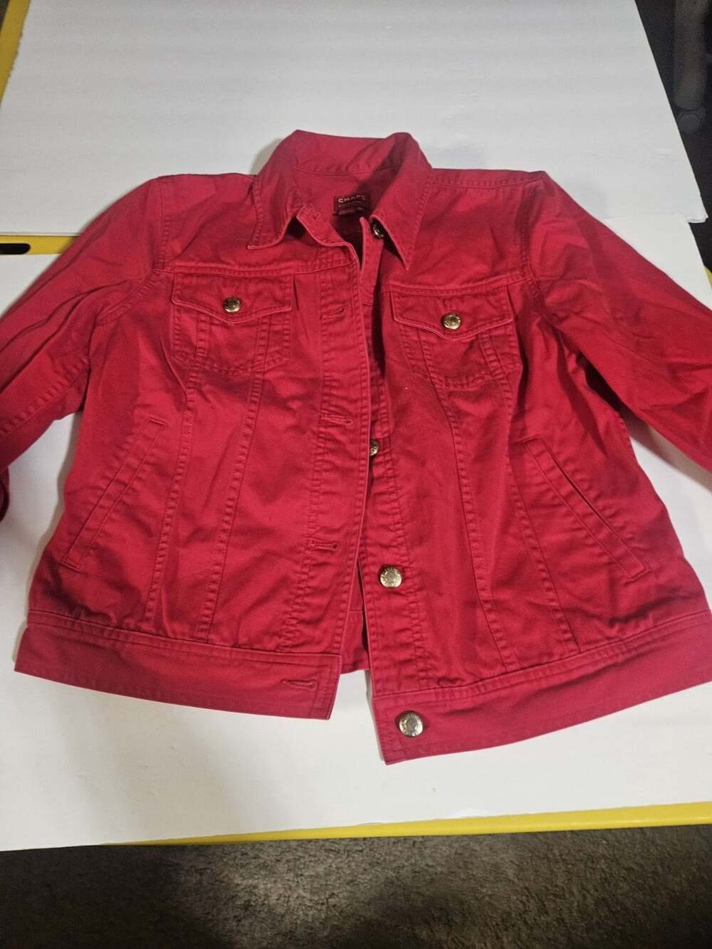 Chaps Women Red Denim Jean Jacket M